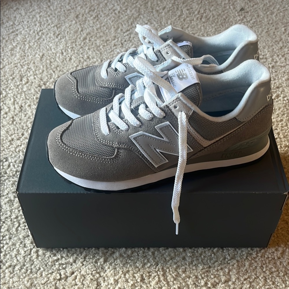 New Balance 574 Classic Retro Gray and White Sneakers